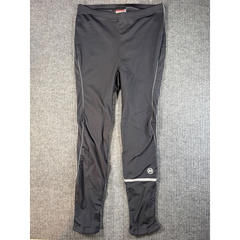 Novara Mens Black Fleece Lined Cycling Tights Reflective Zipper Ankle Size Large